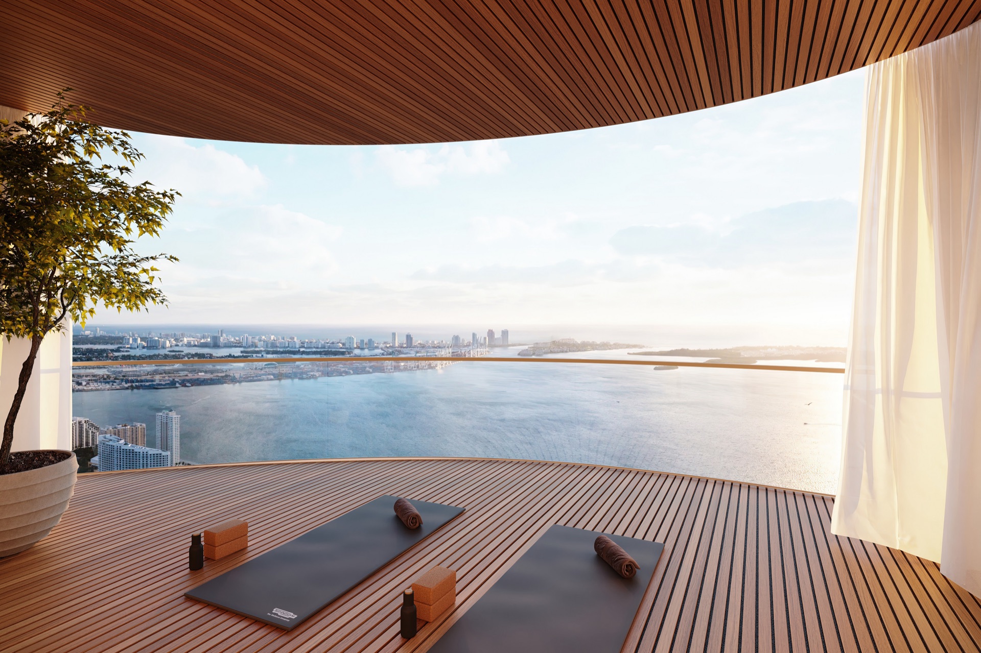 Yoga studio and pavilion with bay views.